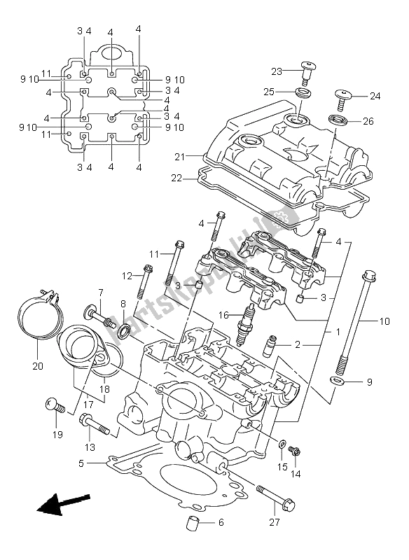 Todas las partes para Culata Trasera de Suzuki SV 650 NS 2000