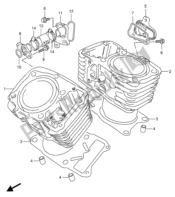 Alle onderdelen voor de Cilinder van de Suzuki VX 800U 1991