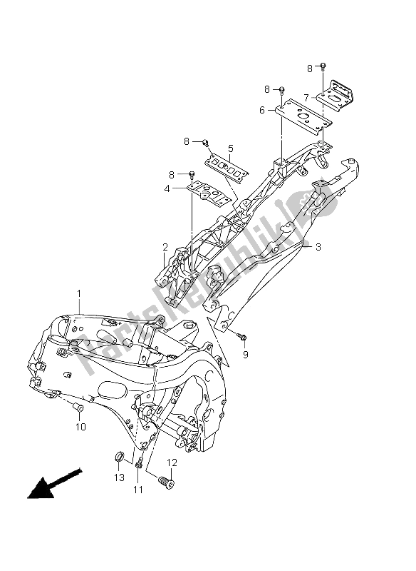 All parts for the Frame of the Suzuki GSX R 750 2011