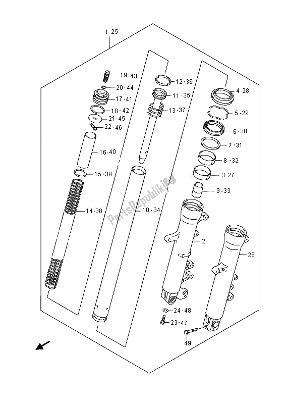 Tutte le parti per il Ammortizzatore Forcella Anteriore del Suzuki DL 650A V Strom 2014