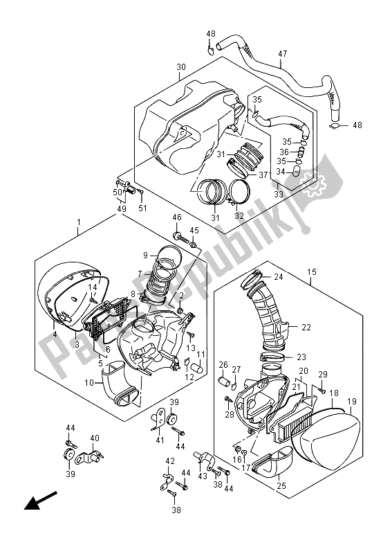 All parts for the Air Cleaner of the Suzuki VL 1500 BT Intruder 2015