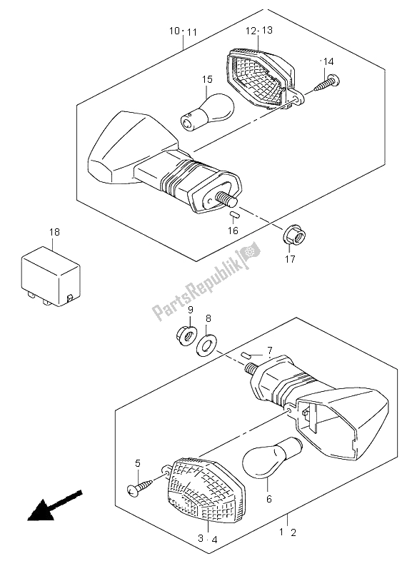 Tutte le parti per il Indicatore Di Direzione del Suzuki DL 1000 V Strom 2004