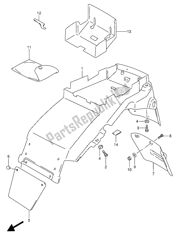 Tutte le parti per il Parafango Posteriore del Suzuki RF 900R 1994