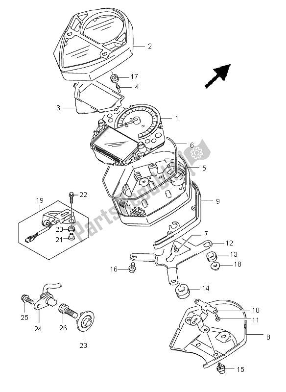 Alle onderdelen voor de Snelheidsmeter (sv1000-u1-u2) van de Suzuki SV 1000 NS 2005