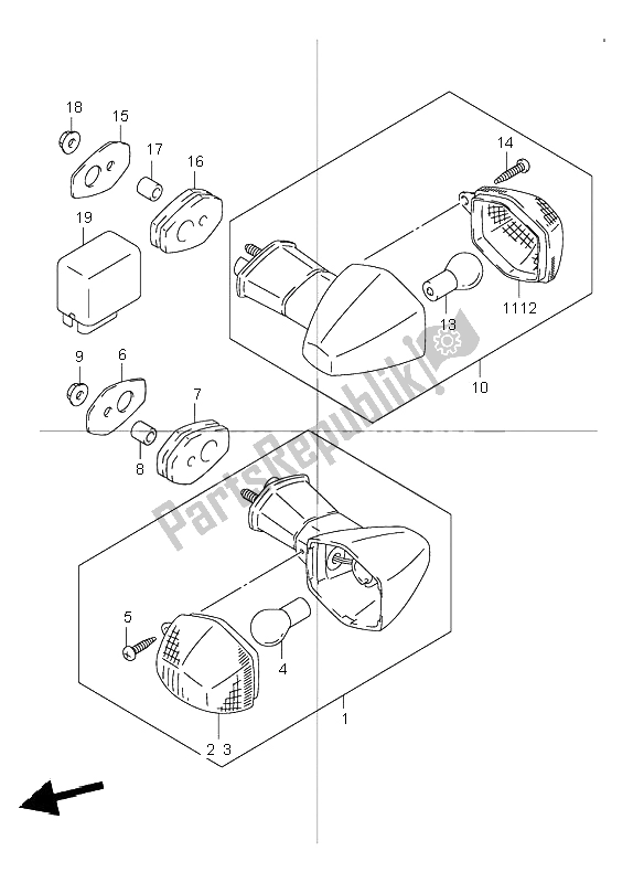 Toutes les pièces pour le Feu Clignotant (gsf600s-su) du Suzuki GSF 600 NS Bandit 2002