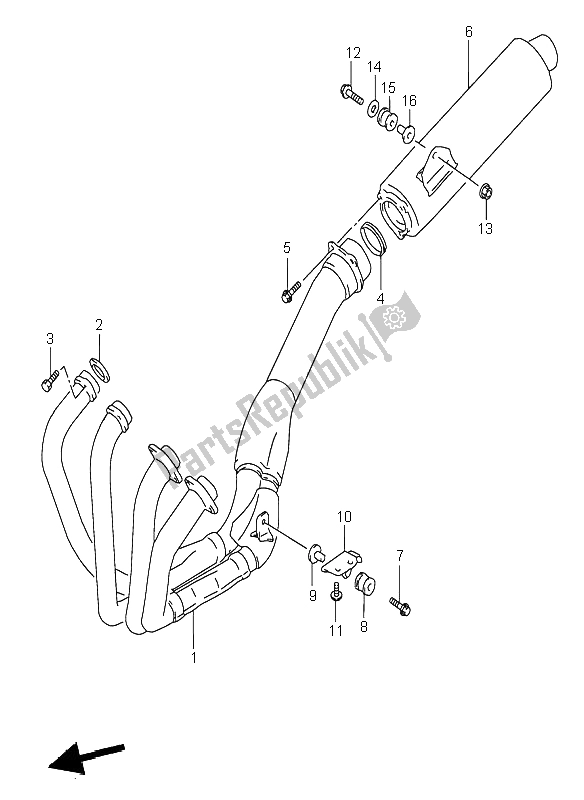 All parts for the Muffler of the Suzuki RF 600R 1995