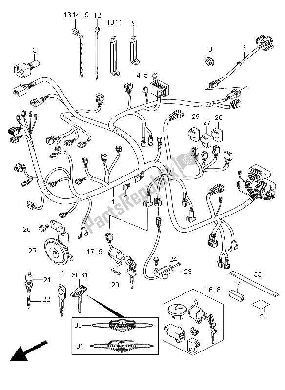 All parts for the Wiring Harness of the Suzuki VLR 1800R C 1800 Intruder 2008