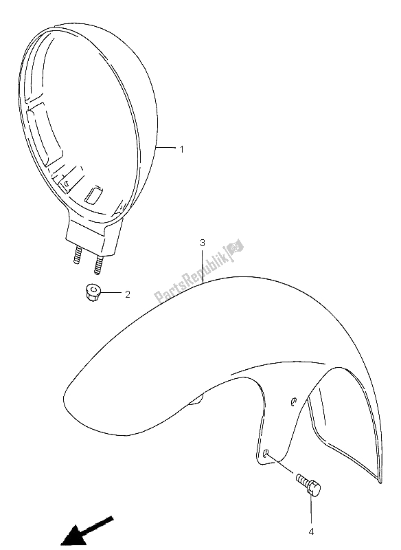 All parts for the Front Fender of the Suzuki VS 800 Intruder 2004