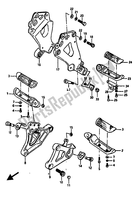 Tutte le parti per il Poggiapiedi del Suzuki GSX R 1100 1987