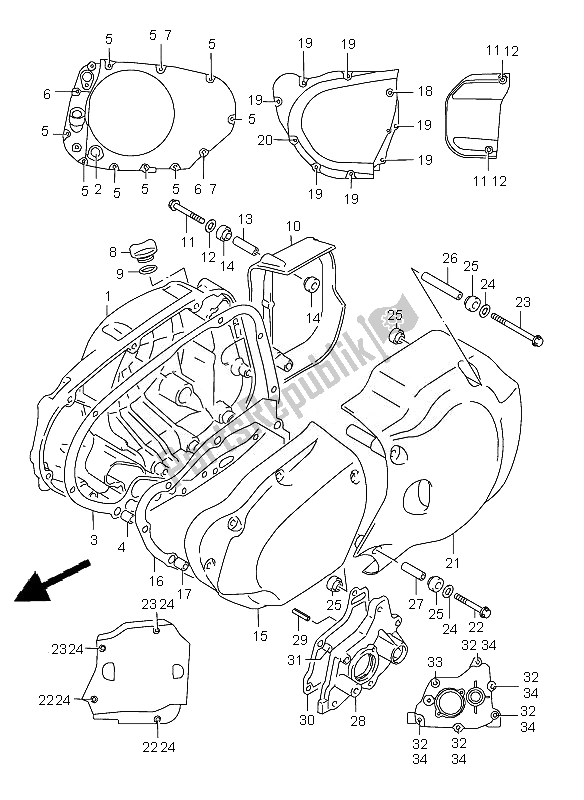 Alle onderdelen voor de Carter Deksel van de Suzuki VL 1500 Intruder LC 2007