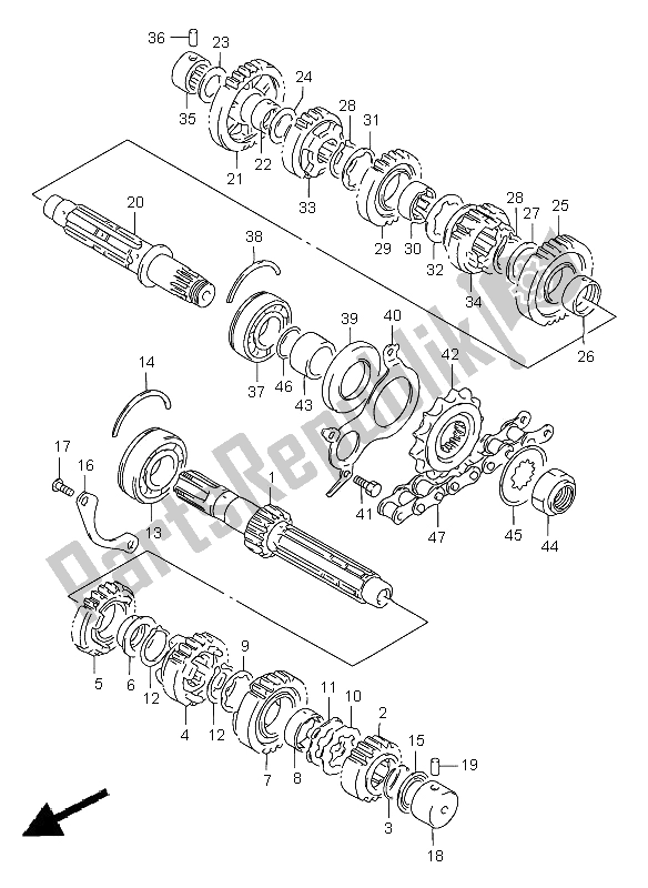 All parts for the Transmission of the Suzuki GSF 1200 Nssa Bandit 2000