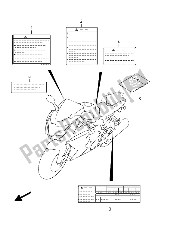 Todas as partes de Etiqueta (gsx-r1000uf E21) do Suzuki GSX R 1000 2011