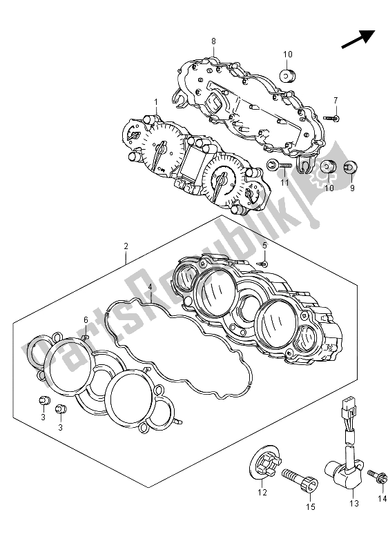 Toutes les pièces pour le Compteur De Vitesse (gsx1300ra E02) du Suzuki GSX 1300 RA Hayabusa 2015