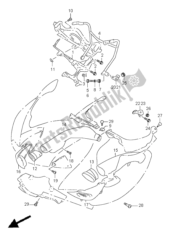 All parts for the Cowling Body Installation Parts of the Suzuki TL 1000S 1998