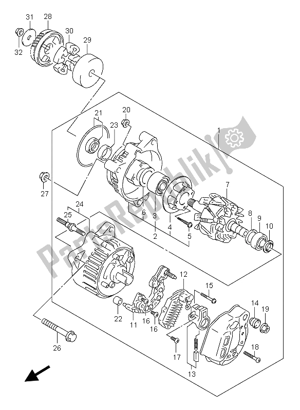 Wszystkie części do Alternator Suzuki GSX 750F 2005