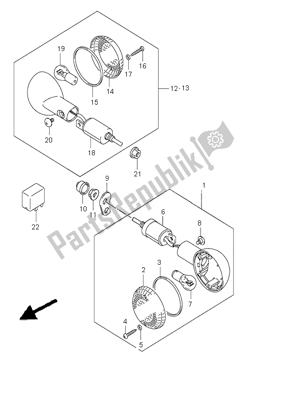 All parts for the Turn Signal Lamp of the Suzuki RV 125 Vanvan 2007