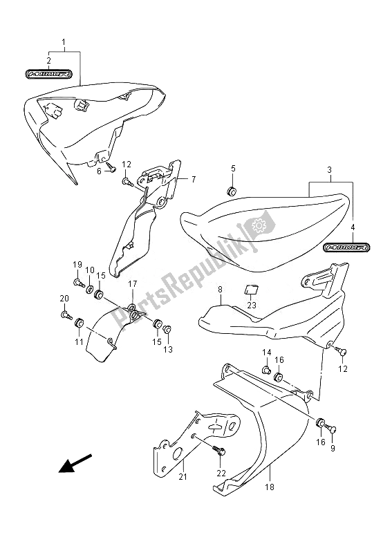 All parts for the Side Cover (vzr1800 E02) of the Suzuki VZR 1800 M Intruder 2014