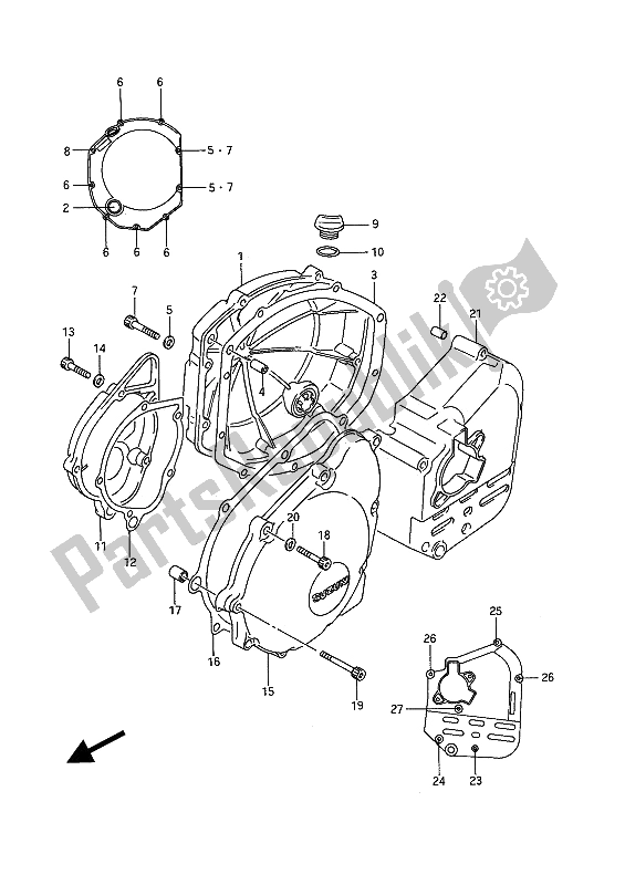 Tutte le parti per il Coperchio Del Carter del Suzuki GSX 1100F 1993