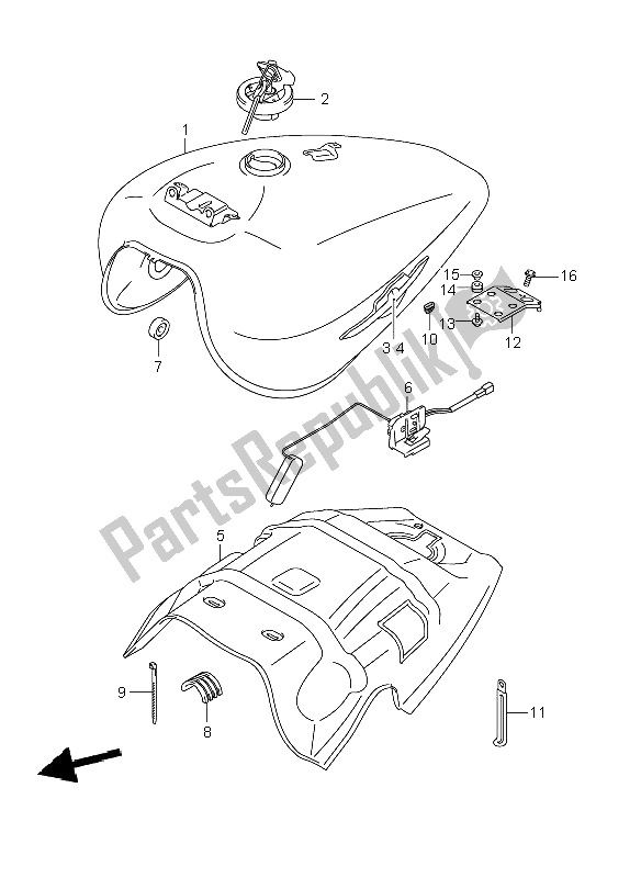 Alle onderdelen voor de Brandstoftank (vzr1800-uf-n-nuf) van de Suzuki VZR 1800 Rnzr2 M Intruder 2009