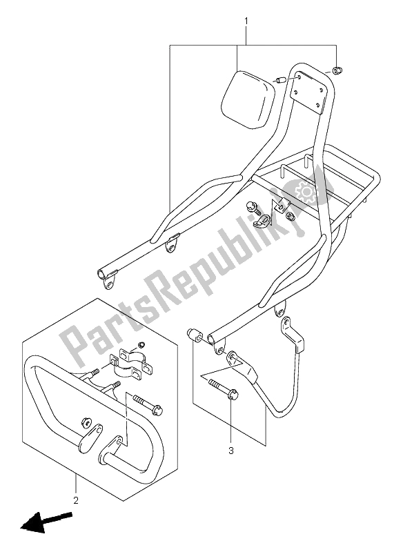 All parts for the Carrier (optional) of the Suzuki VL 250 Intruder 2004