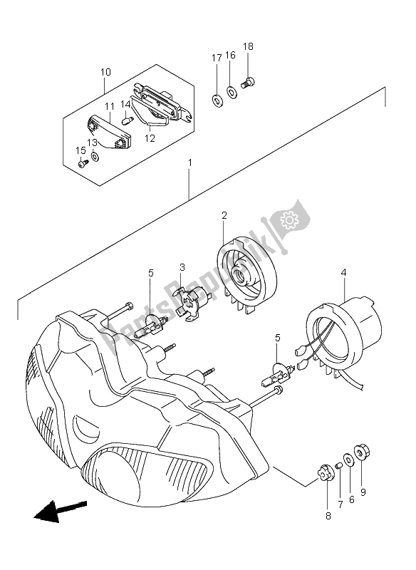 All parts for the Headlamp (sv650s-su) of the Suzuki SV 650 NS 2002