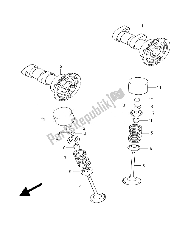 Todas las partes para árbol De Levas Y Válvula de Suzuki RM Z 450 2010