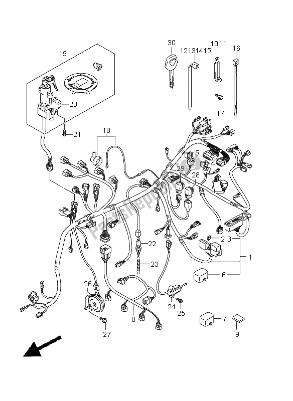 All parts for the Wiring Harness (gsf1250a E21) of the Suzuki GSF 1250A Bandit 2011