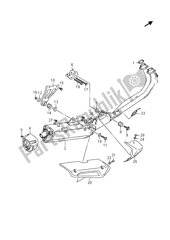 All parts for the Muffler of the Suzuki AN 650Z Burgman Executive 2014