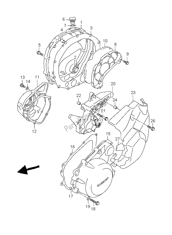 All parts for the Crankcase Cover of the Suzuki GSX 1400 2006