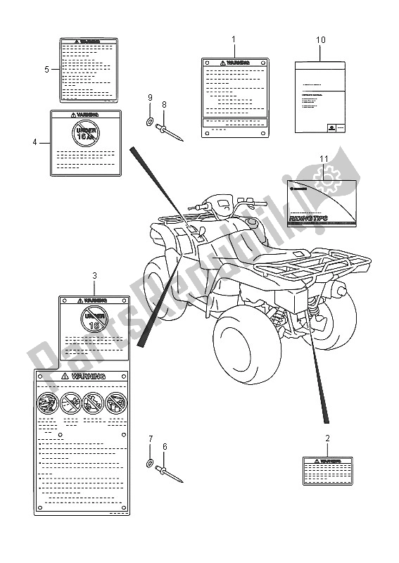 All parts for the Label of the Suzuki LT A 750 XZ Kingquad AXI 4X4 2016