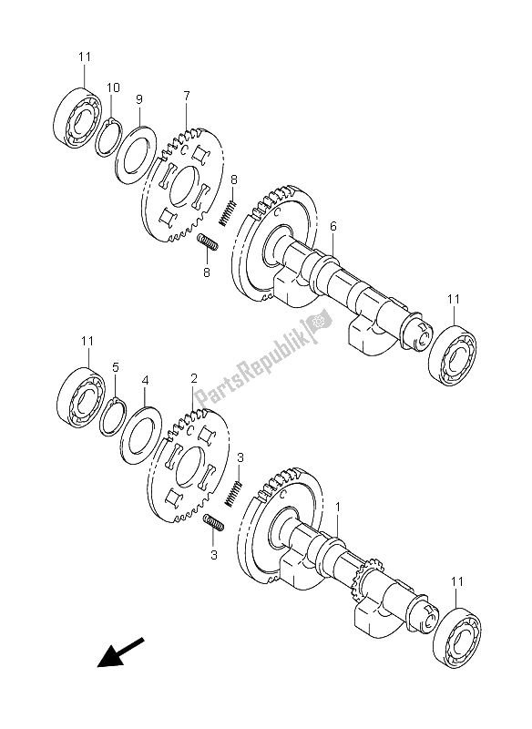 All parts for the Crank Balancer of the Suzuki AN 650A Burgman Executive 2005