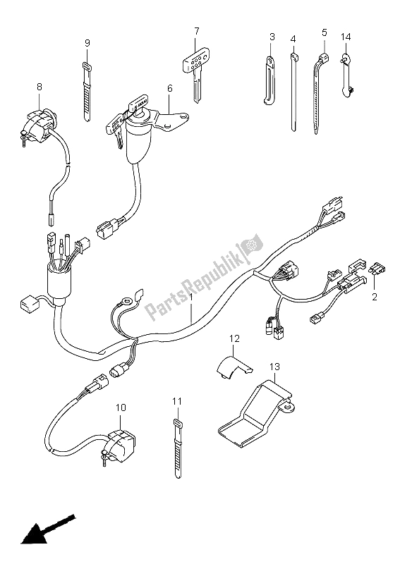 All parts for the Wiring Harness (e1-p37) of the Suzuki DR Z 400E 2006