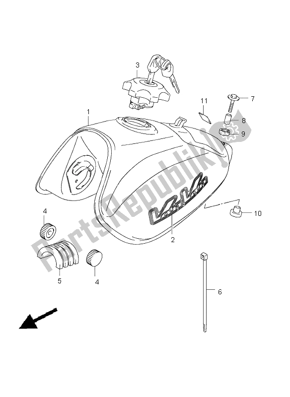 Alle onderdelen voor de Benzinetank van de Suzuki RV 125 Vanvan 2003