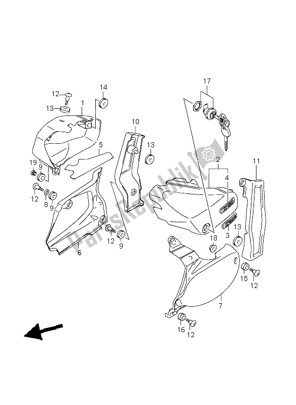 All parts for the Frame Cover of the Suzuki VL 800C Volusia 2008