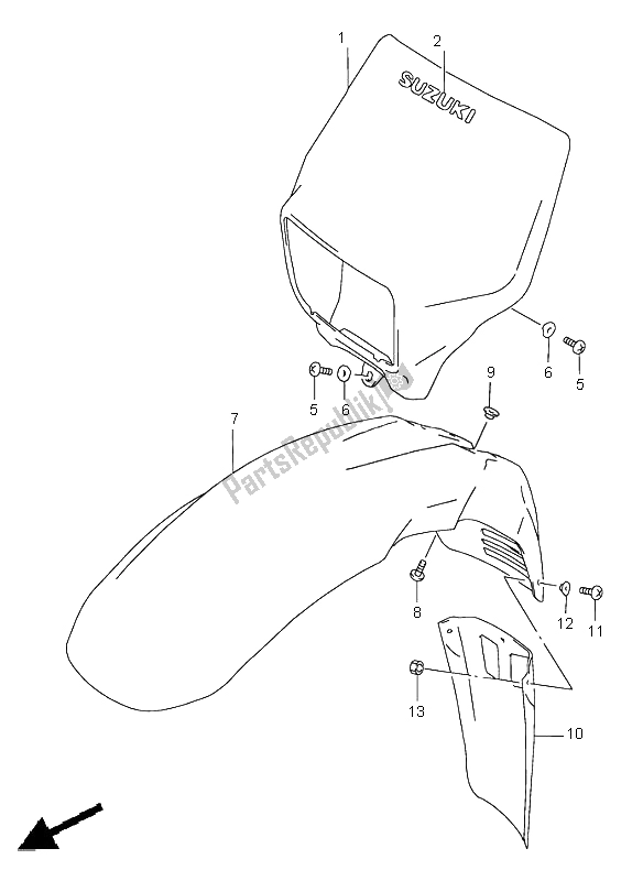 Alle onderdelen voor de Koplampbehuizing van de Suzuki DR 650 SE 1998