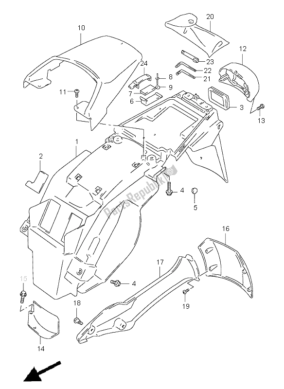 Tutte le parti per il Parafango Posteriore del Suzuki XF 650 Freewind 1999