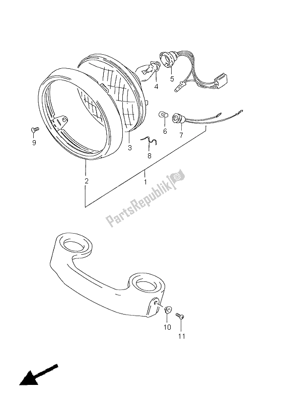 All parts for the Headlamp (e2-e71-p9) of the Suzuki GN 125E 1997