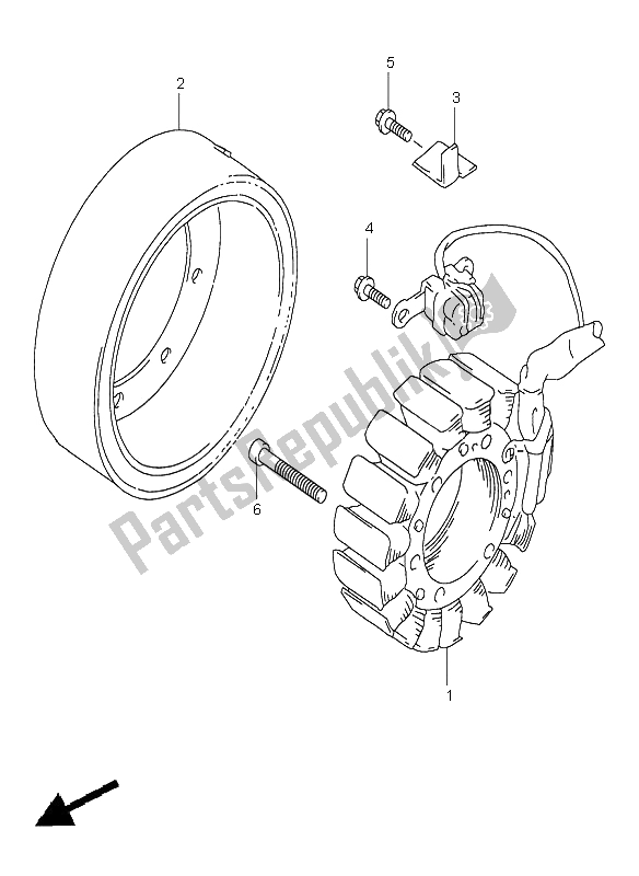 All parts for the Magneto of the Suzuki TL 1000S 1999