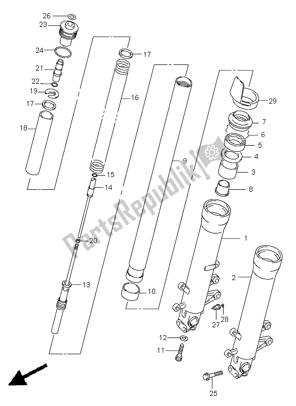 Toutes les pièces pour le Amortisseur Avant du Suzuki GSX R 600 2002