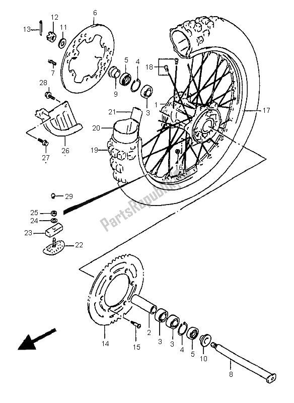 Tutte le parti per il Ruota Posteriore del Suzuki RM 250 1998