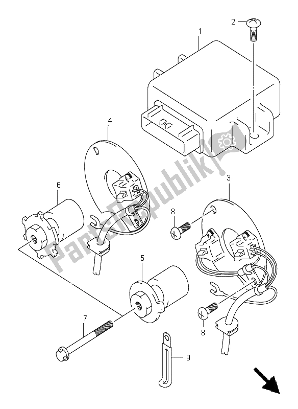 All parts for the Signal Generator of the Suzuki GS 500 2002