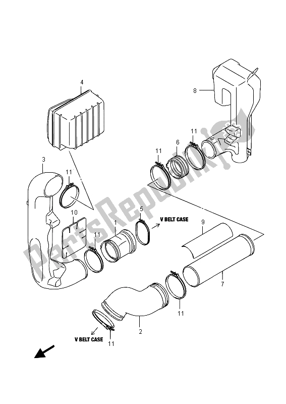 All parts for the Belt Cooling Duct of the Suzuki LT A 750 XVZ Kingquad AXI 4X4 2015