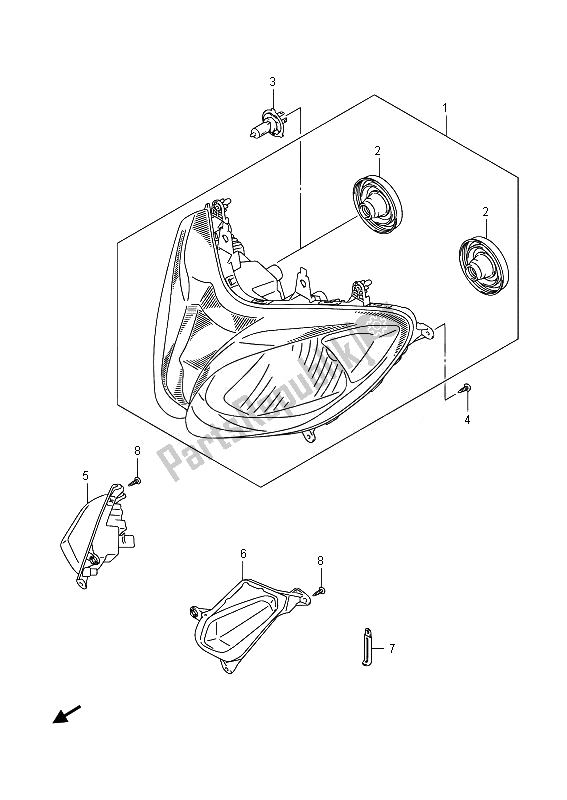 All parts for the Headlamp of the Suzuki AN 650Z Burgman Executive 2014