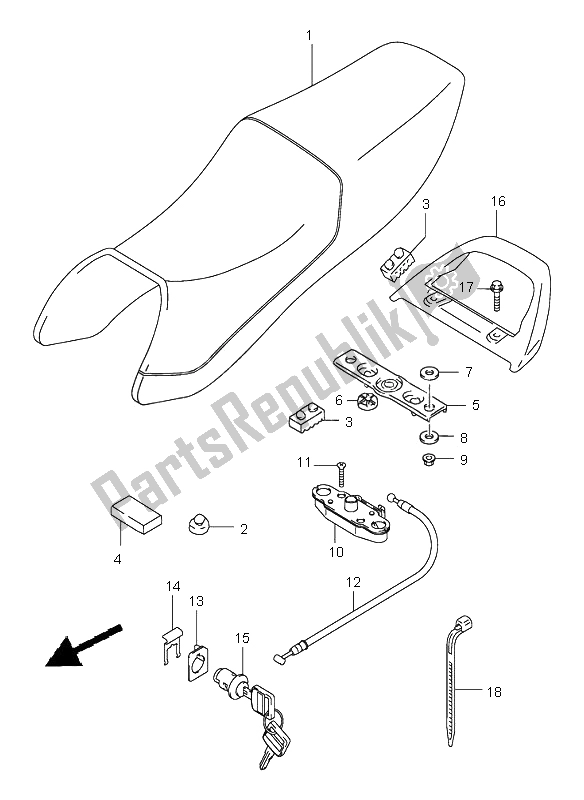 All parts for the Seat of the Suzuki GS 500 2002