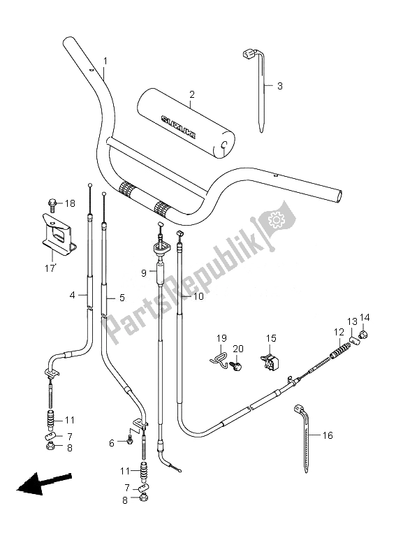 All parts for the Handlebar of the Suzuki LT Z 50 4T Quadsport 2010