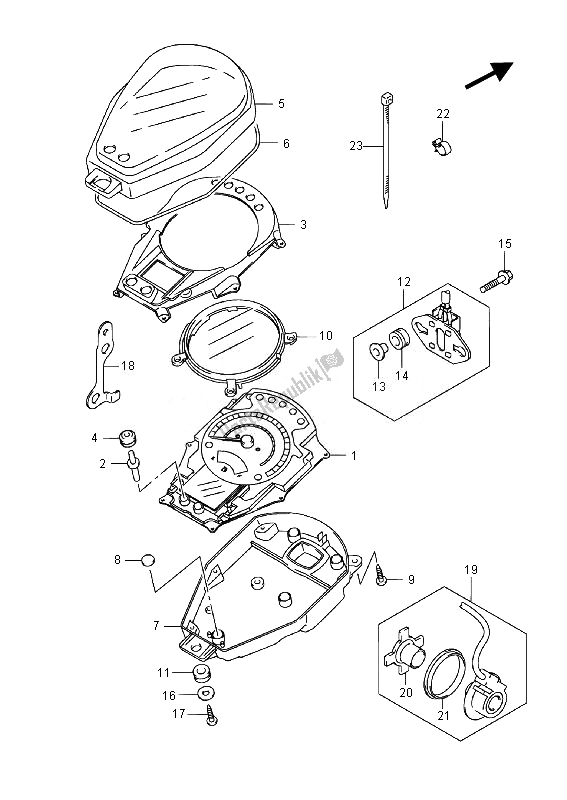 All parts for the Speedometer (vl800c E02) of the Suzuki VL 800 CT Intruder 2014