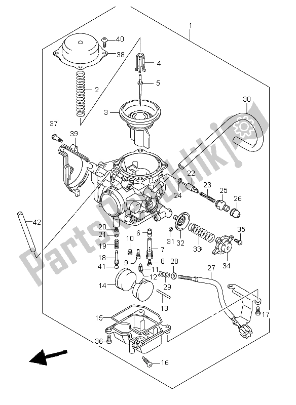 All parts for the Carburetor of the Suzuki LT A 500F Vinsion 4X4 2004