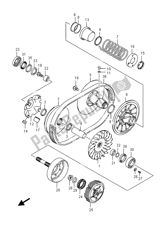 Todas as partes de Transmissão (1) do Suzuki LT A 750 Xpvzv Kingquad AXI 4X4 2015