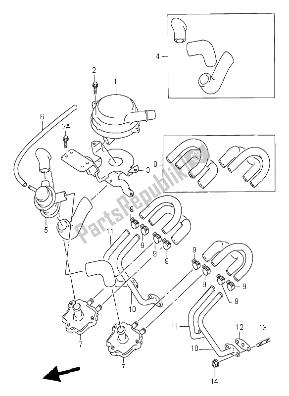 All parts for the Second Air (e18-e39) of the Suzuki RF 900R 1996