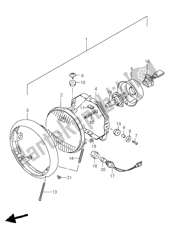 Tutte le parti per il Faro del Suzuki VL 125 Intruder 2001